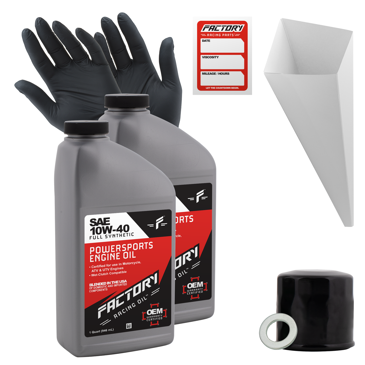 Factory Racing Parts SAE 10W-40 2qt Oil Change Kit Fits Kawasaki KVF650, KVF360