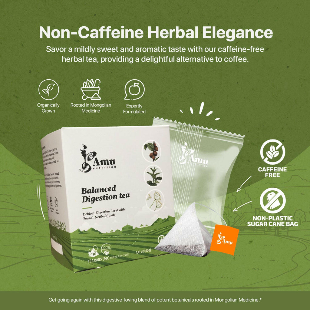 Balanced Digestion Tea – Support gut health and reduce inflammation with Nettle Leaf, Fennel Seed, and Jujube - 10 Sugarcane tbgs