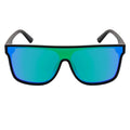 AEON - Flat Top Shield Polarized Sunglasses Mono Lens Black Green Mirror