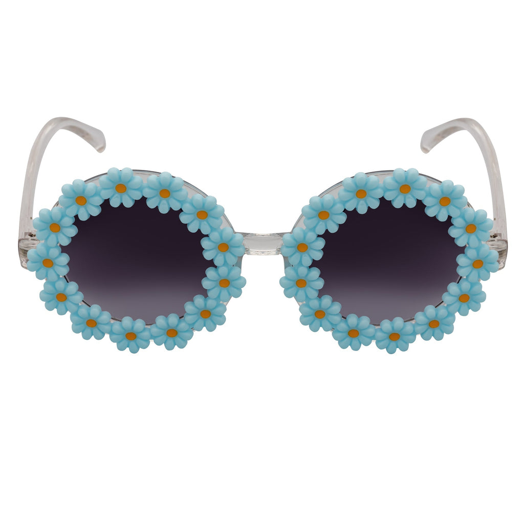 FLOWER LEI - Kids Small Round Flower Sunglasses Blue Lavender