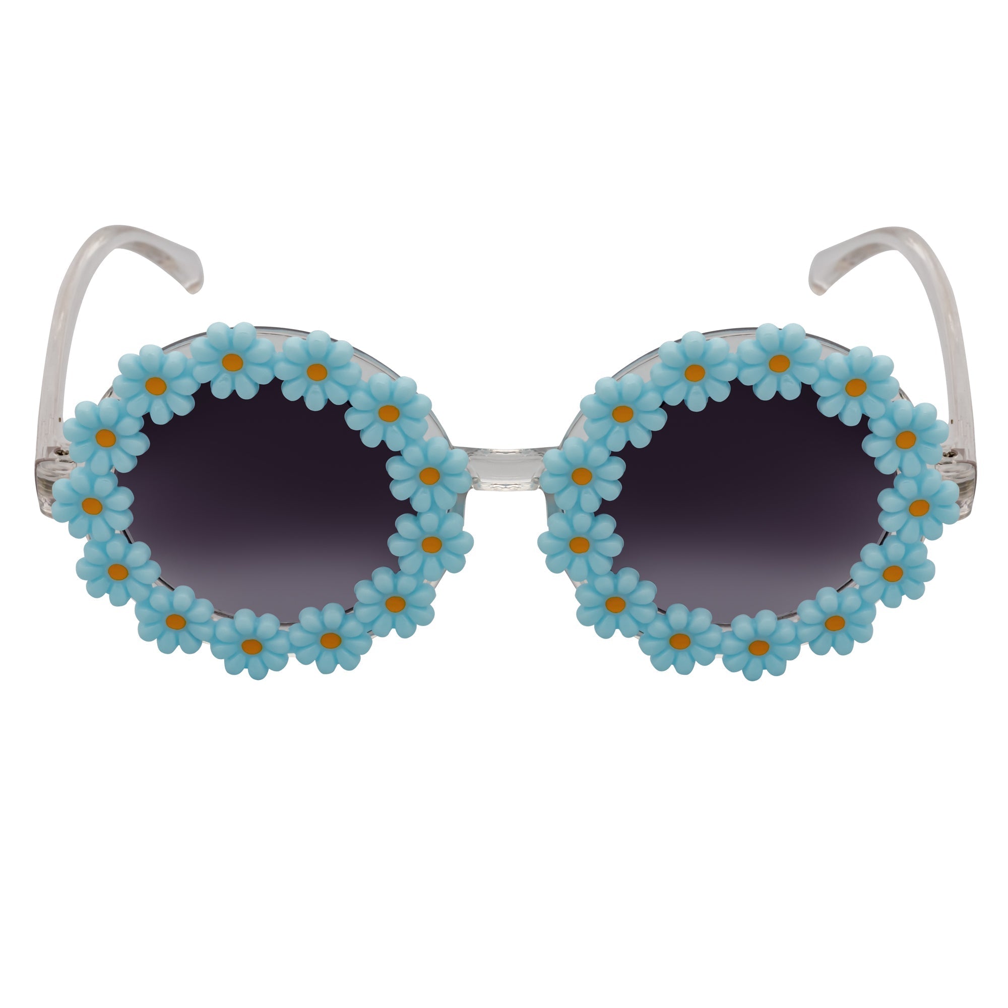 FLOWER LEI - Kids Small Round Flower Sunglasses Blue Lavender