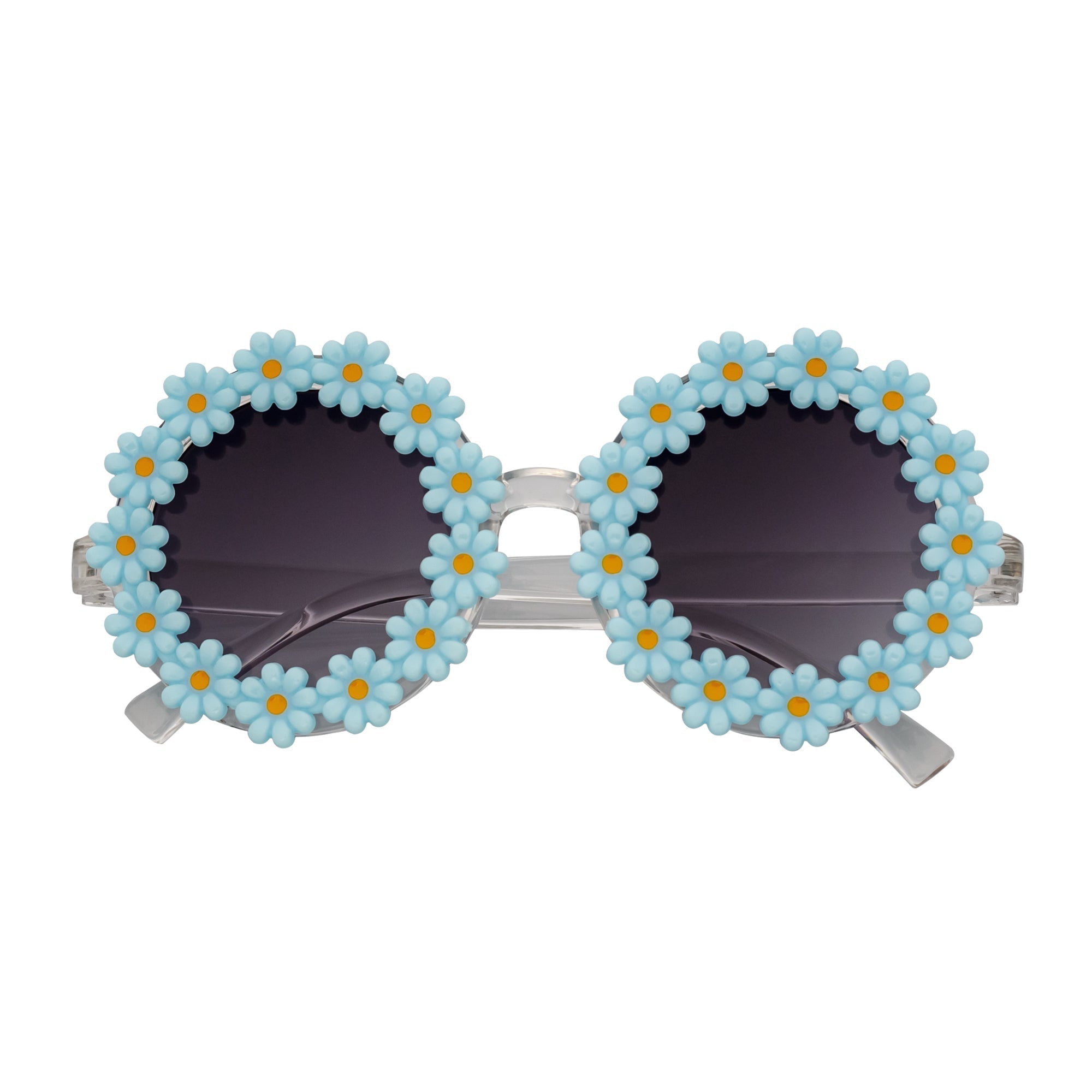 FLOWER LEI - Kids Small Round Flower Sunglasses Blue Lavender