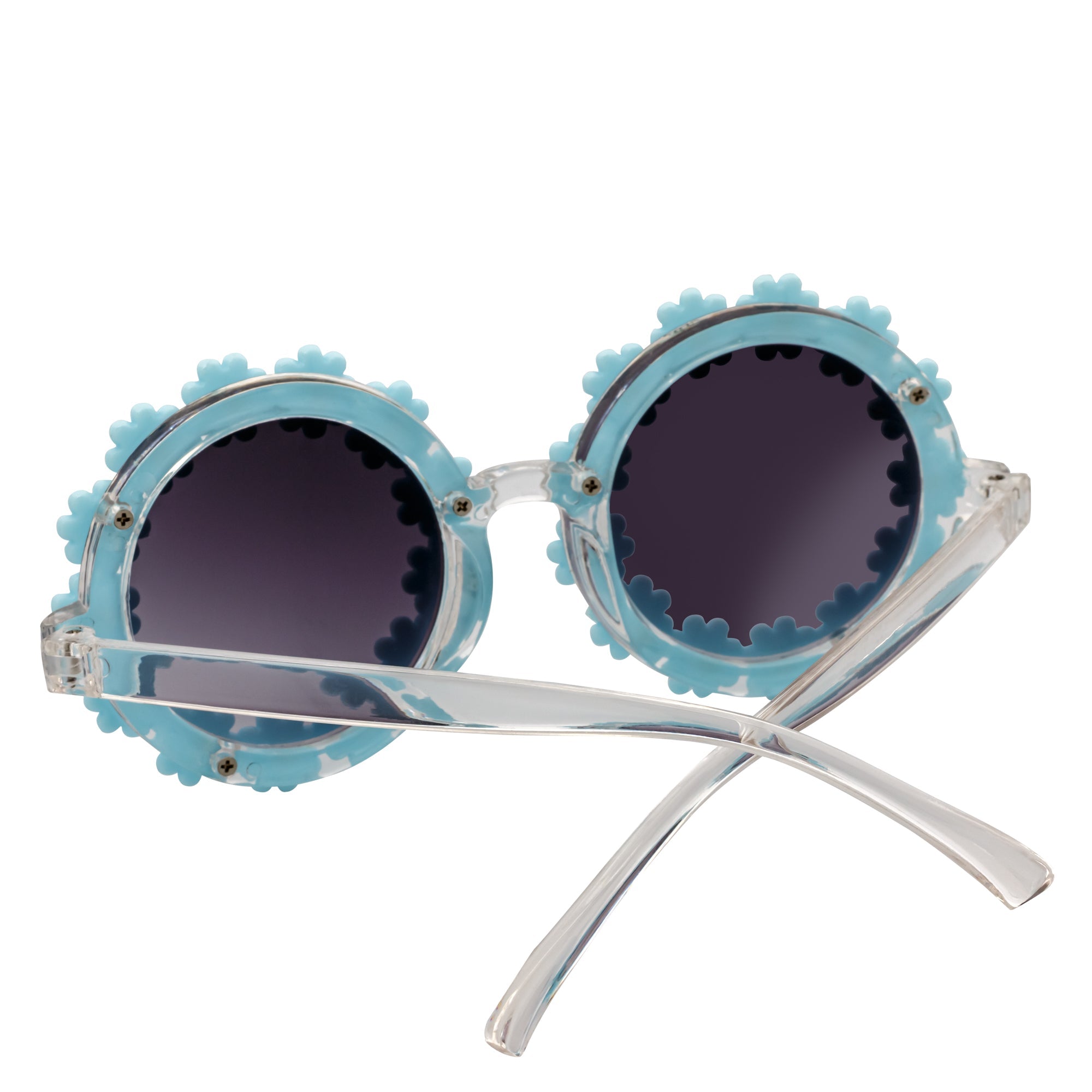 FLOWER LEI - Kids Small Round Flower Sunglasses Blue Lavender
