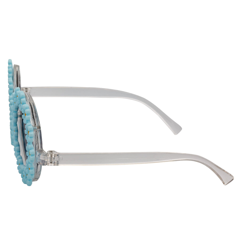 FLOWER LEI - Kids Small Round Flower Sunglasses Blue Lavender