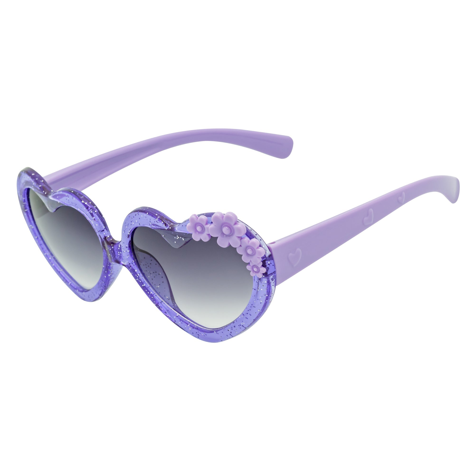 GLITTER HEART - Kids Glitter Heart Shaped Sunglasses Purple Lavender