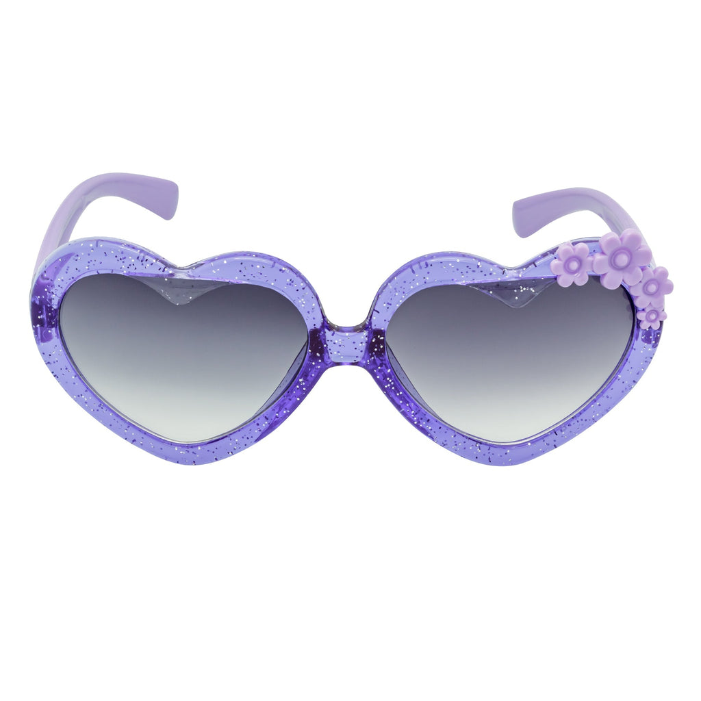 GLITTER HEART - Kids Glitter Heart Shaped Sunglasses Purple Lavender