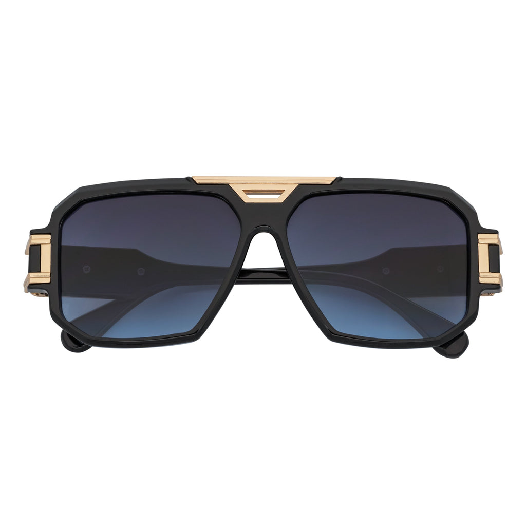 LEGEND - Retro Flat Top Square Sunglasses Black Blue-Lavender Fade