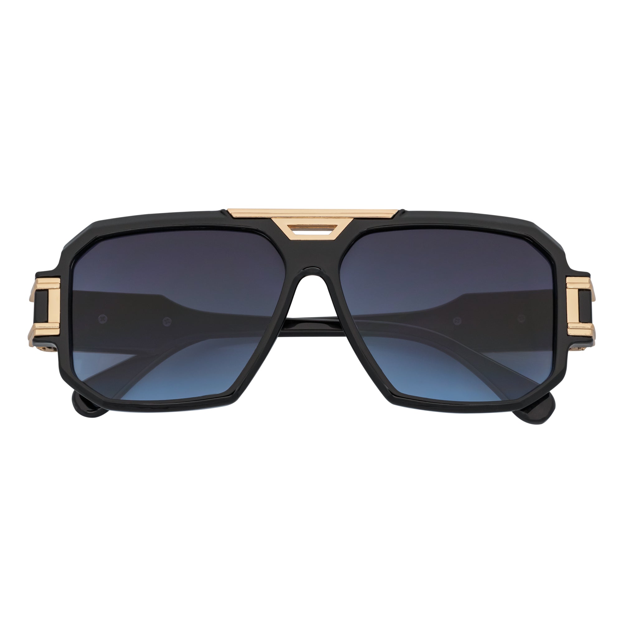 LEGEND - Retro Flat Top Square Sunglasses Black Blue-Lavender Fade