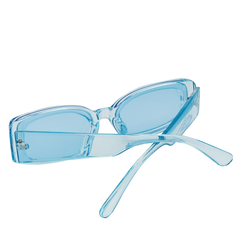RIZZ - Small Flat Lens 90s Fashion Rectangle Blue Sunglasses Blue Lens